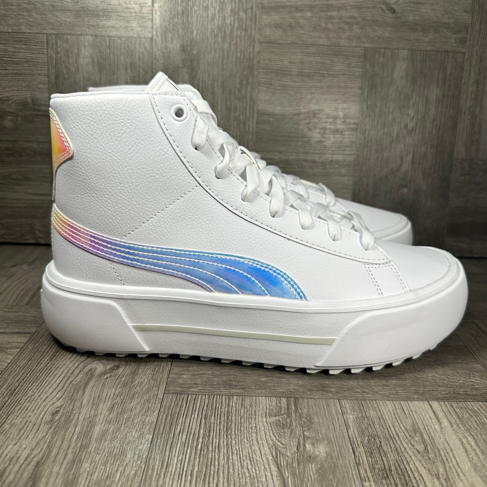 Puma Kaia Mid Irresistible Women 10 White Iridescent Platform NEW 385414-01